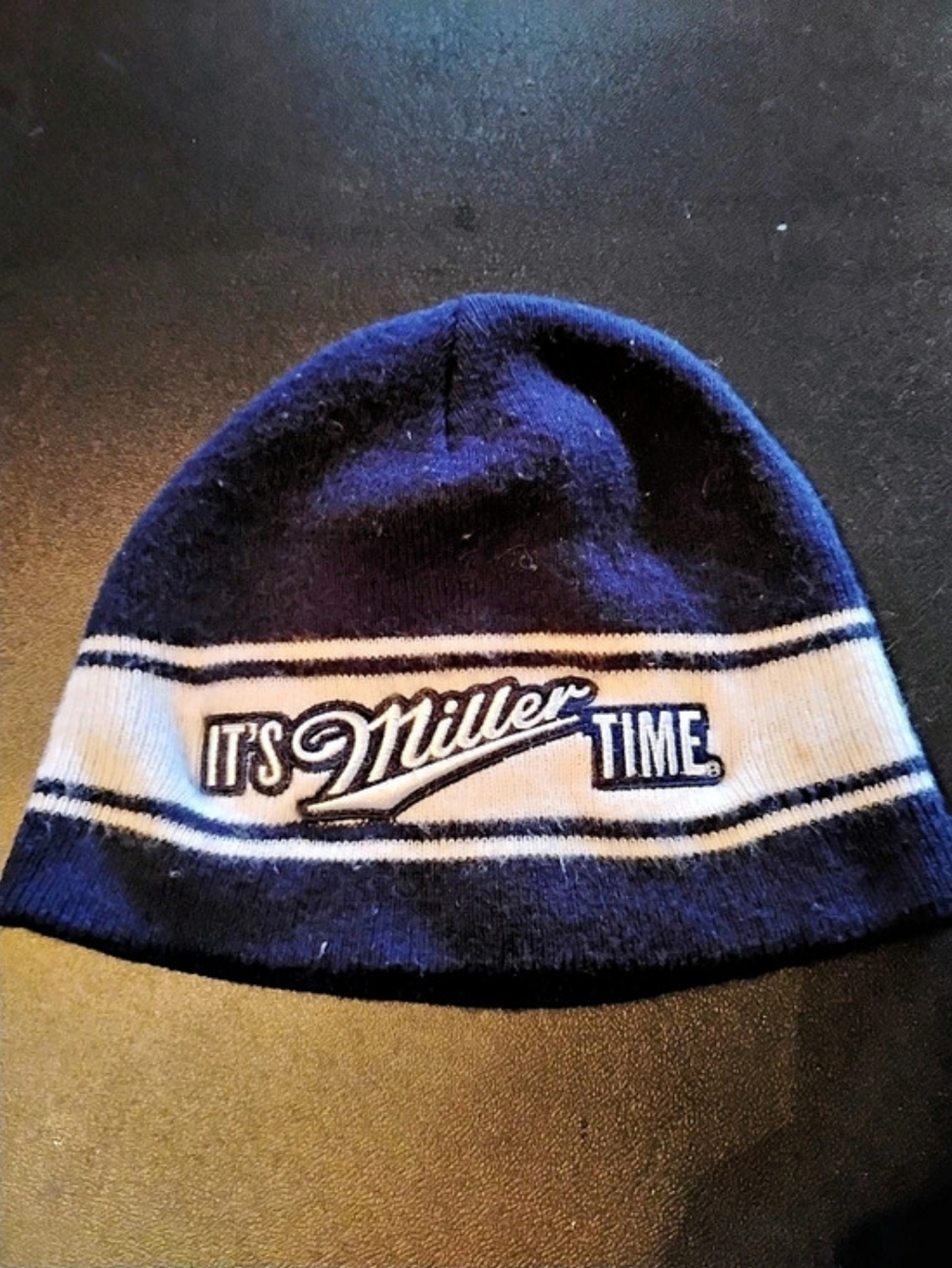 Miller Beer It's Miller Time Blue & White Knit Hat Like New